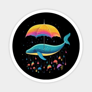 Whale Rainy Day With Umbrella Magnet